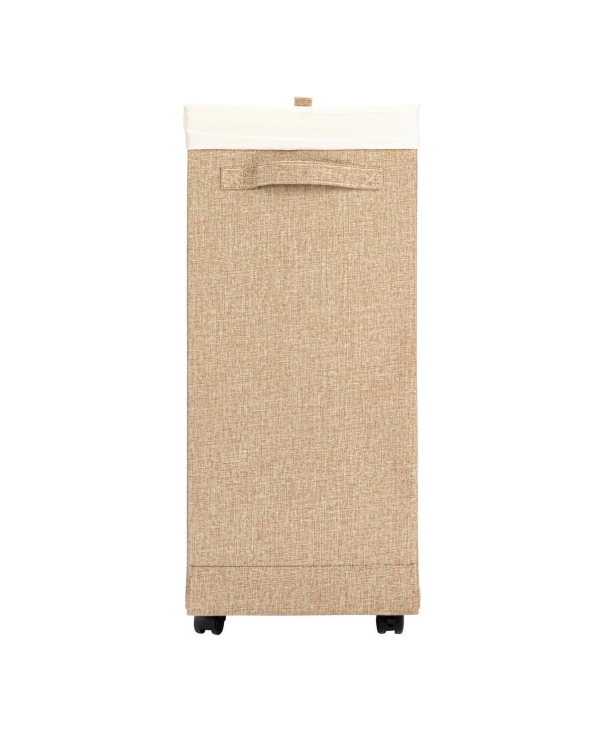 Shop Household Essentials Narrow Collapsible Laundry Hamper With Liner And Lid In Latte