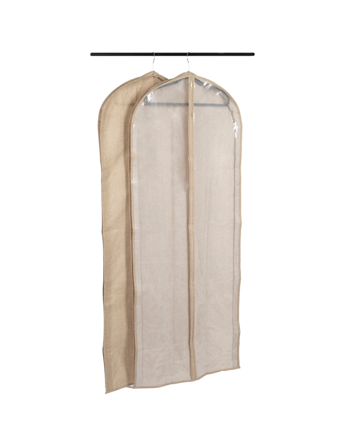 Household Essentials Hanging Zippered Garment Storage Bag With Clear Vision Front, Set Of 2 In Beige