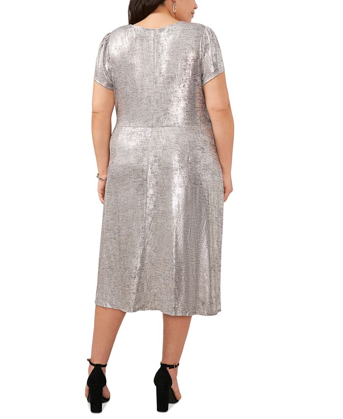 Vince Camuto Plus Size Metallic Ruched Midi Dress - Macy's
