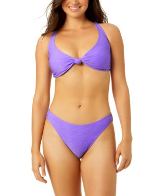 Salt + Cove Salt Cove Juniors Knotted Front Jacquard Texture Bralette Bottoms Created For Macys In Purple