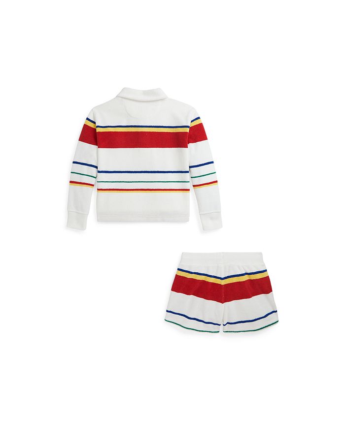 Polo Ralph Lauren Toddler and Little Girls Striped Terry Rugby Shirt