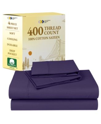 Soft Cotton Sheet Set - 400 Thread Count 100% Cotton Sateen - Queen