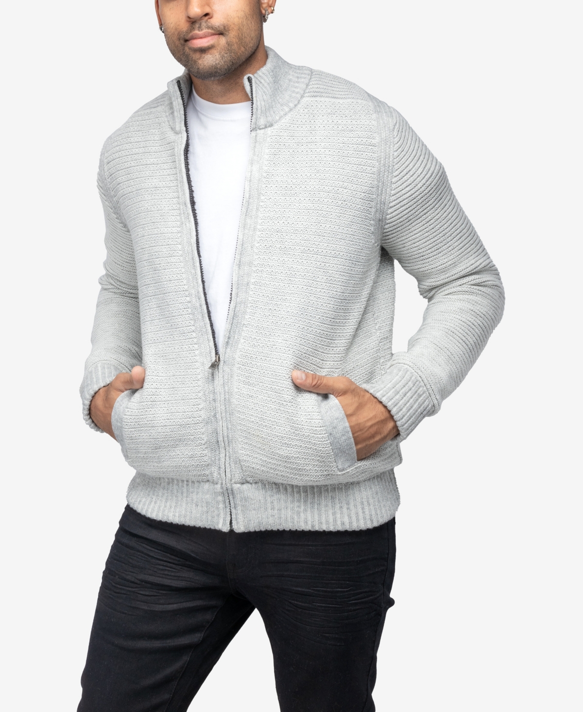 X-Ray Men's Full-Zip High Neck Sweater Jacket