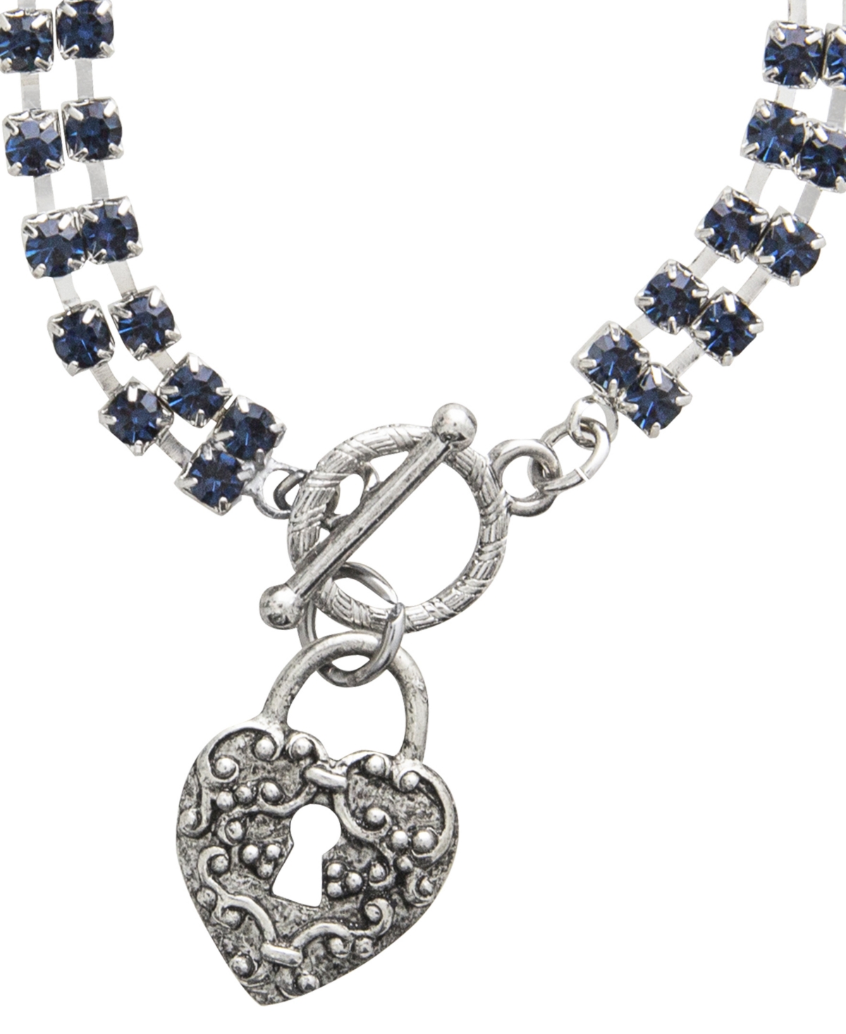 Shop 2028 Crystal Blue Toggle Heart Charm Bracelet