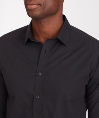 Men's Slim Fit Wrinkle-Free Black Stone Button Up Shirt