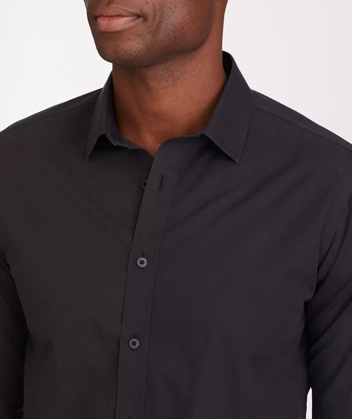 Men's Slim Fit Wrinkle-Free Black Stone Button Up Shirt - thumbnail 2