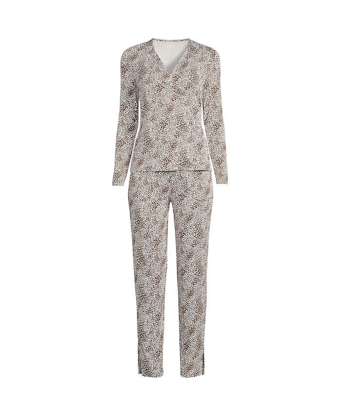 Lands' End Petite Cooling 2 Piece Pajama Set - Long Sleeve Crossover ...
