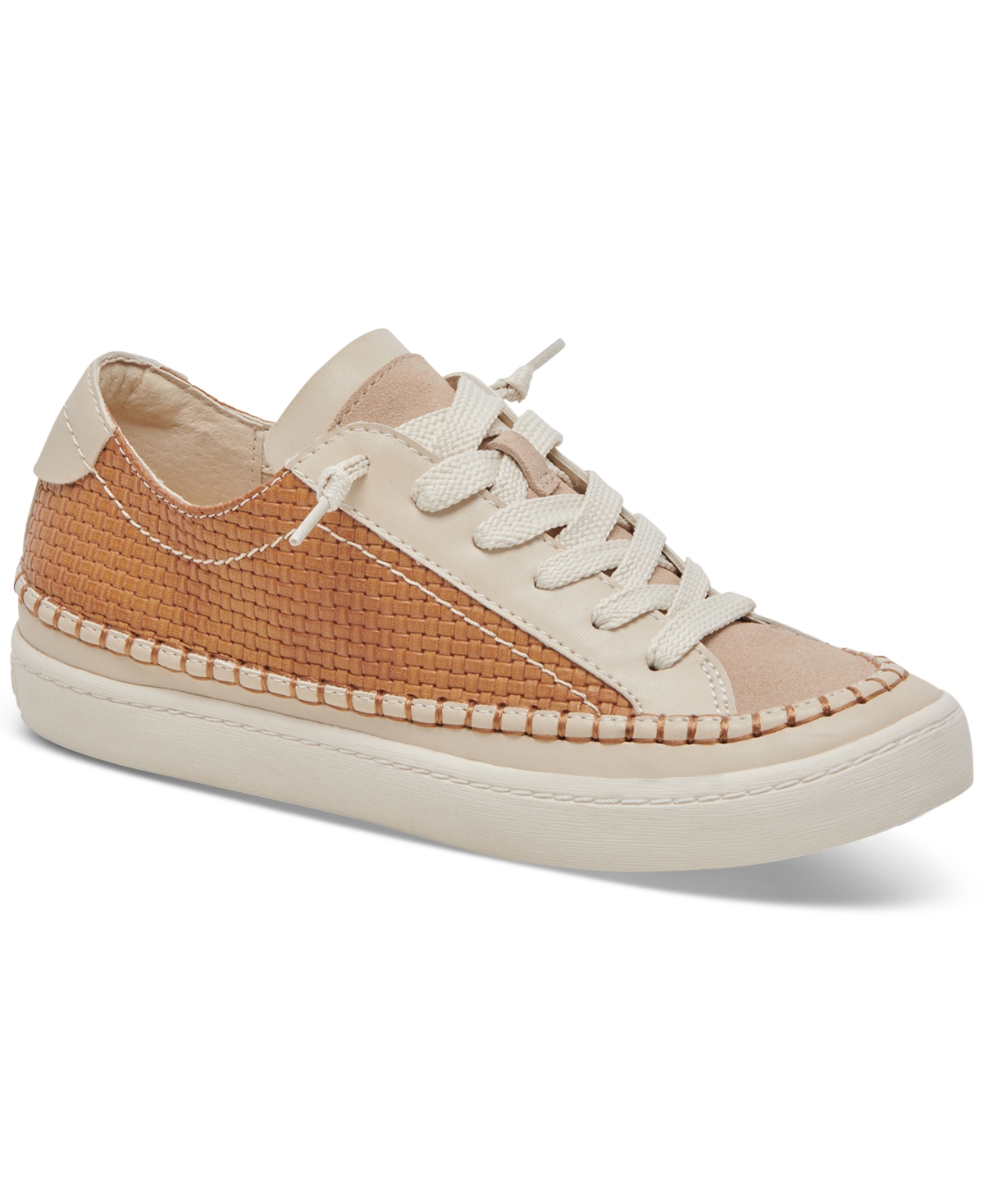 Dolce Vita Women's Zolen Lace-up Stitching Sneakers In Brown Woven