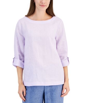 Charter Club - Women's Linen D-Ring Top, Created for Macy's