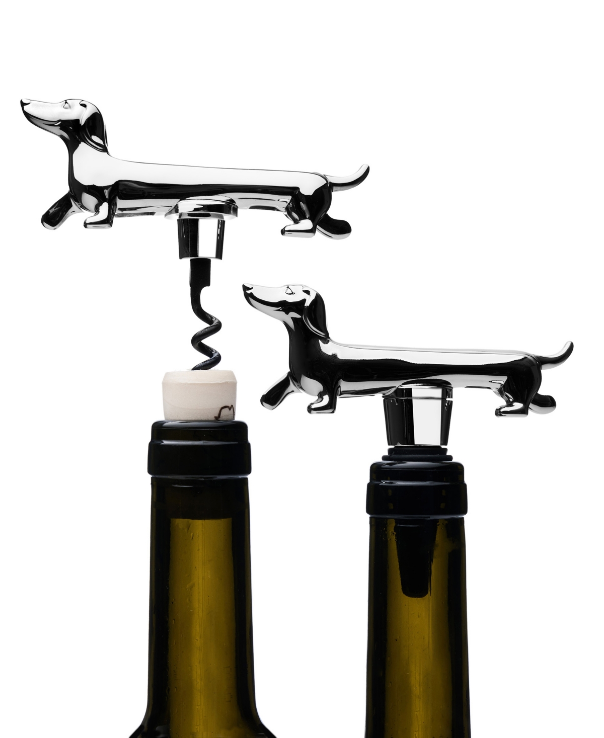 Shop Godinger Dachshund Bottle Stopper And Corkscrew In Silver