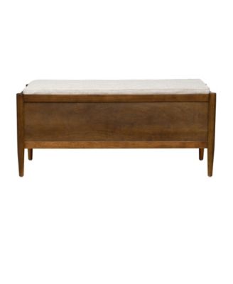 42" Arcadia Wide Accent Wood Bench with Storage and Upholstered Cushion