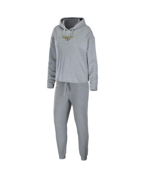 Женские пижамы WEAR by Erin Andrews Women's Heather Gray Nashville Predators Logo Pullover Hoodie and Pants Sleep Set