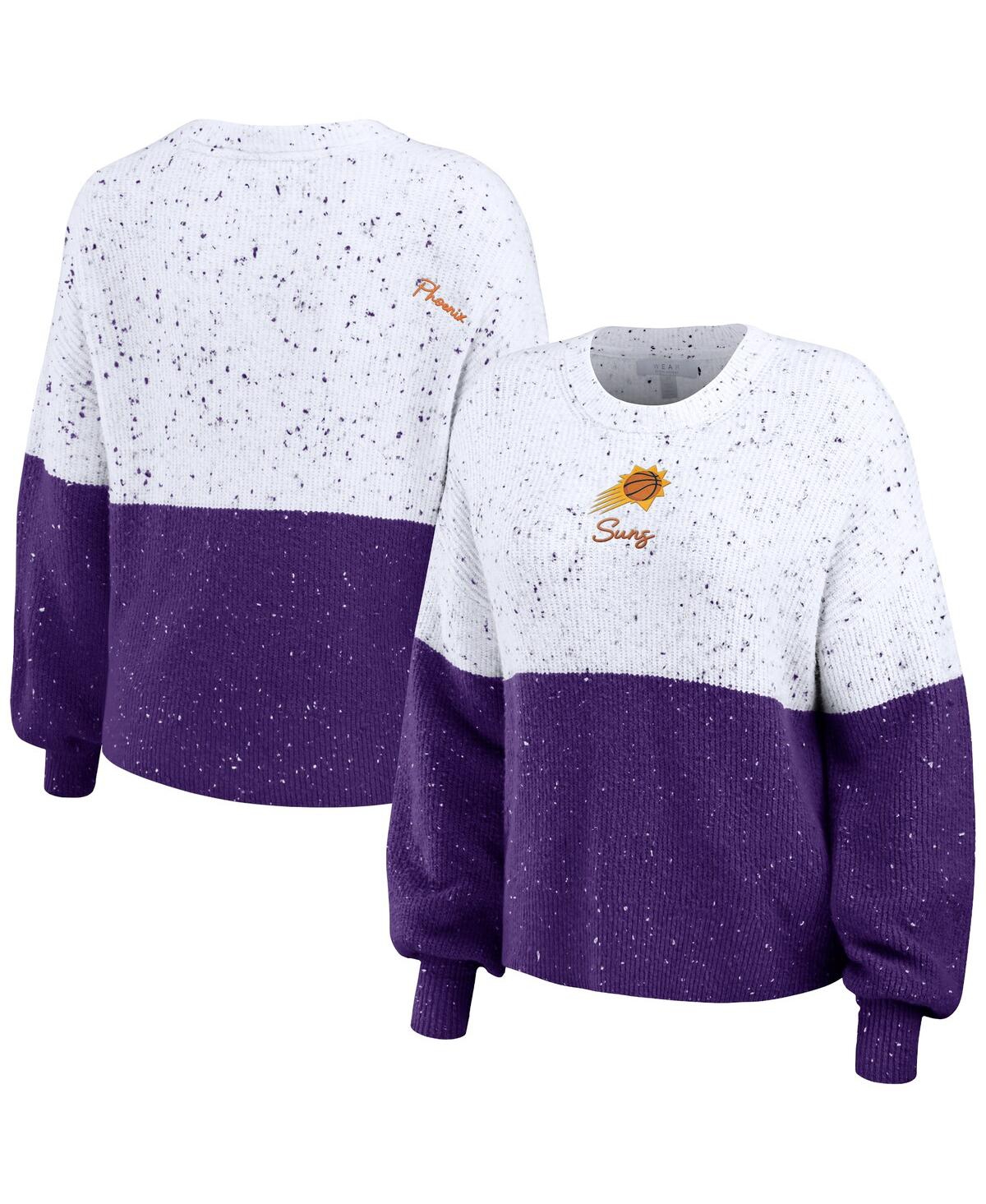 Women's Wear by Erin Andrews White, Purple Phoenix Suns Color-Block Pullover Sweater - White, Purple