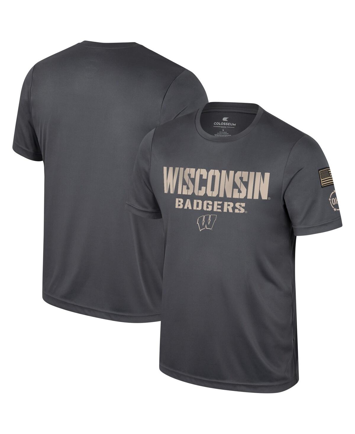 Colosseum Men's  Charcoal Wisconsin Badgers Oht Military-inspired Appreciation T-shirt