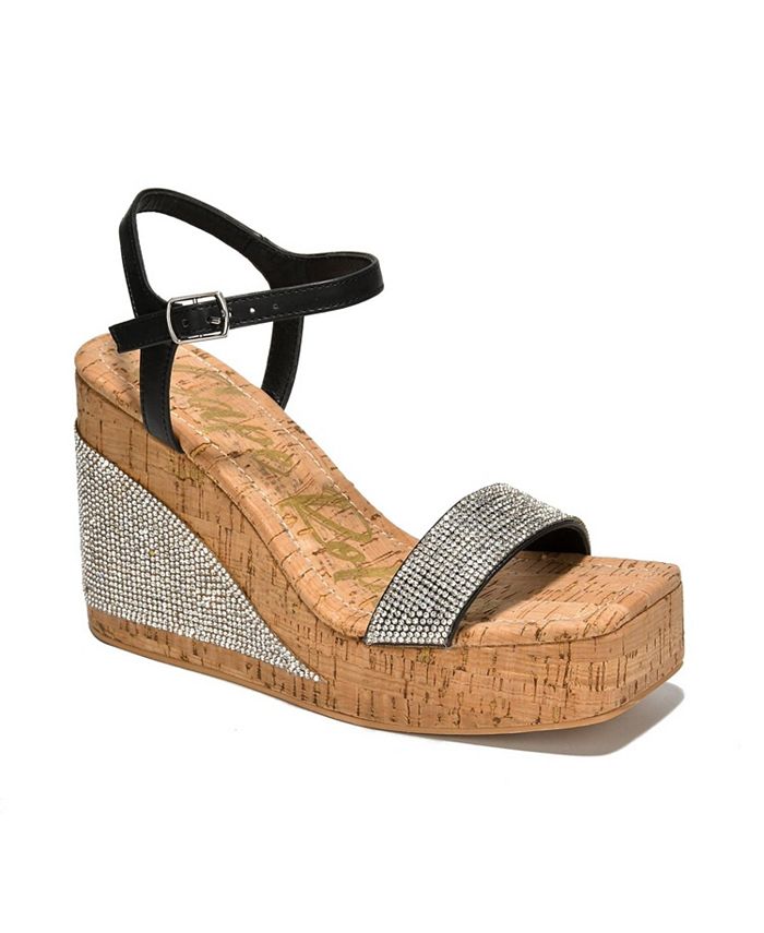 Cape Robbin Women's Zorah Rhinestone-Coated Slingback Cork Wedge - Macy's