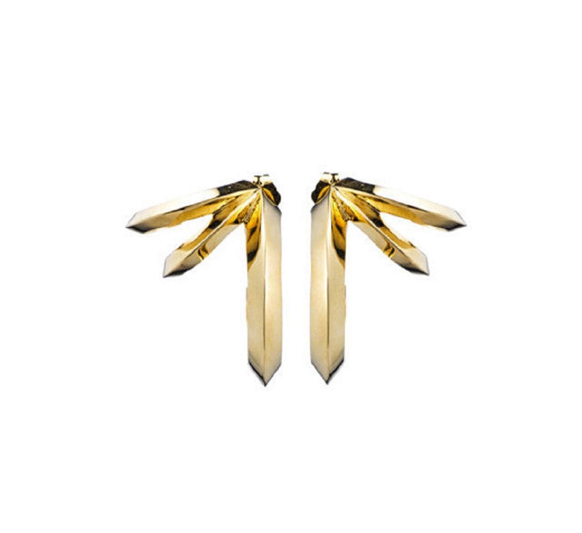 Hedron Three Row Earring - Gold