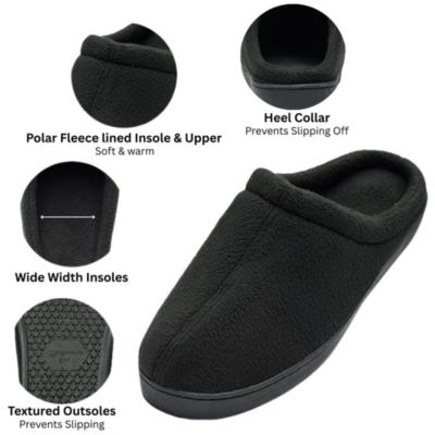 Mens Memory Foam Fleece Clog Slippers Wide Warm Slip On House Shoes