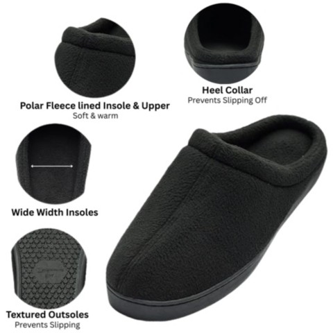 Мужские Alpine Swiss Mens Memory Foam Fleece Clog Slippers Wide Warm Slip On House Shoes