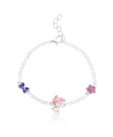 Sanrio Hello Kitty and Friends Womens Silver Plated Bracelet with Flower and Bow Charm Pendants, 6.5 + 1