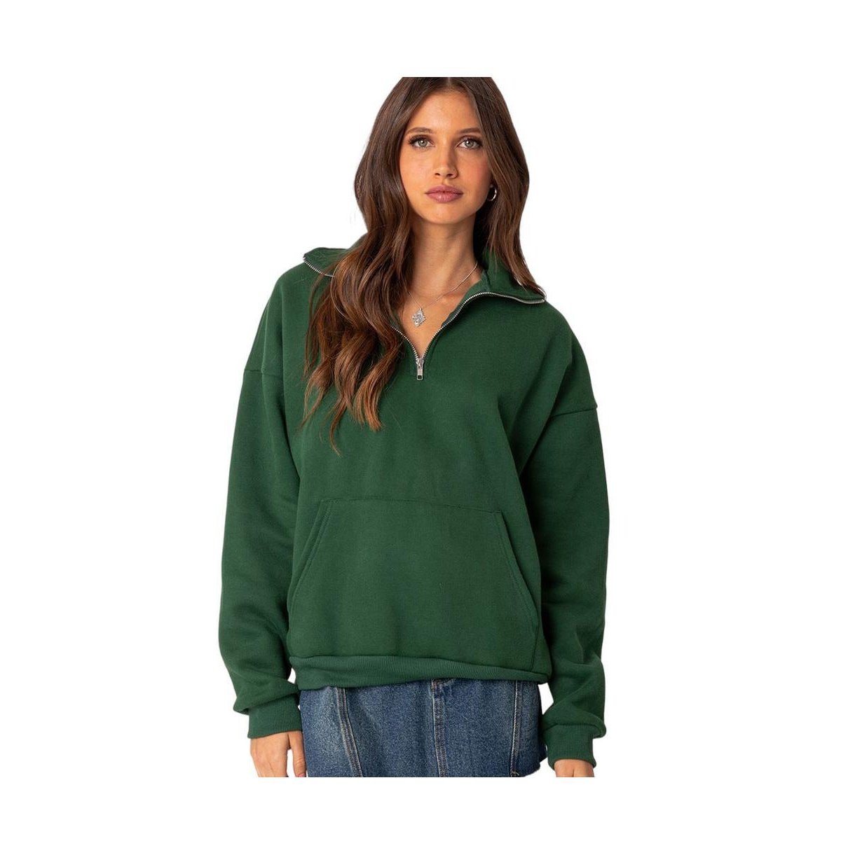 Women's Oversized quarter zip sweatshirt - White