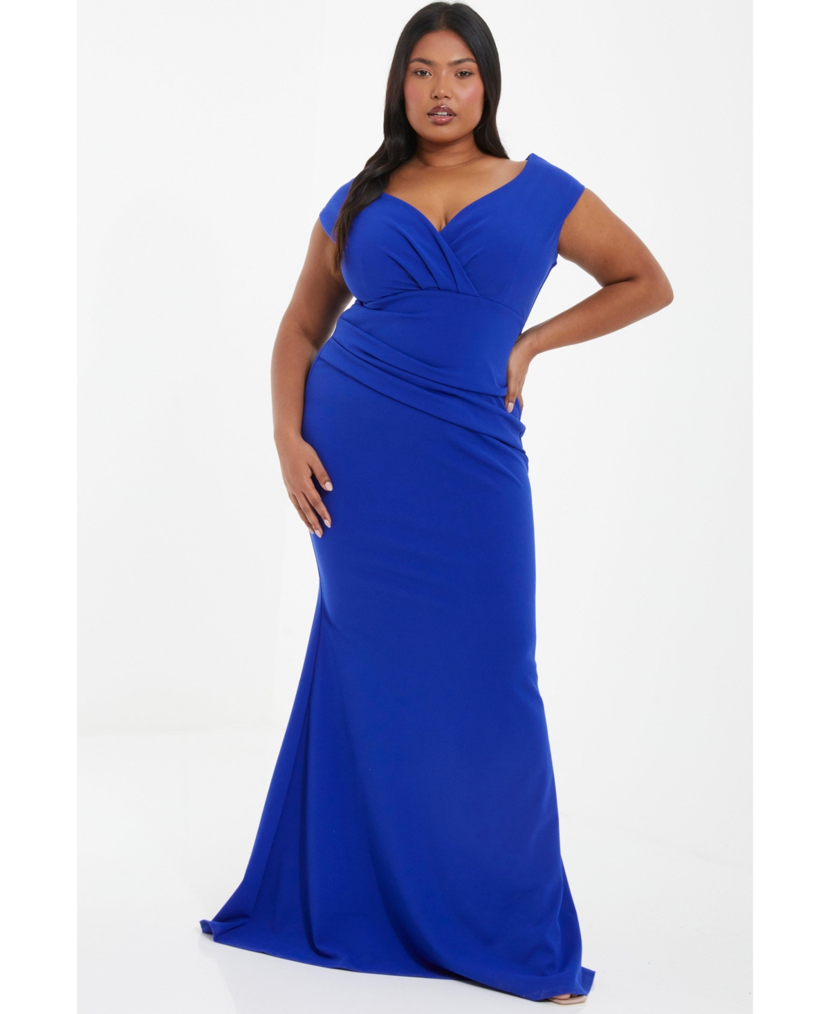 Women's Plus Size Wrap Ruched Maxi Dress - Royal blue