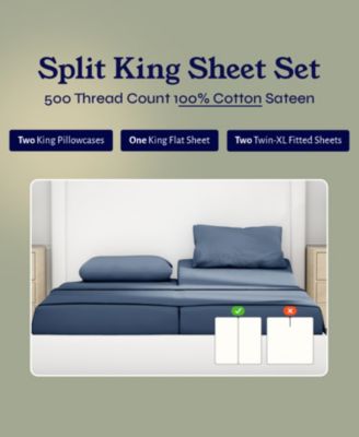 100% Extra Long Staple, 500 Thread Count Sateen Weave Sheet Set