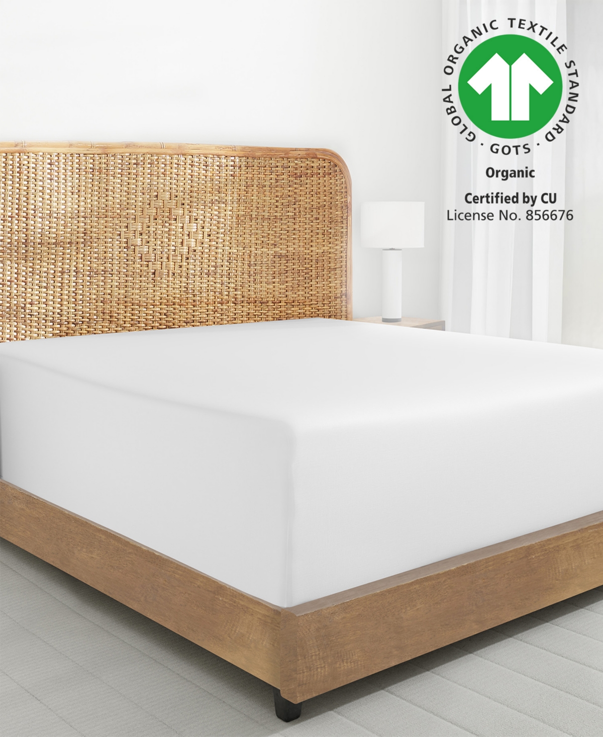 California Design Den Cool Percale Fitted Sheet Only, 100% Organic Cotton, Fully Elasticized with Deep Pocket by