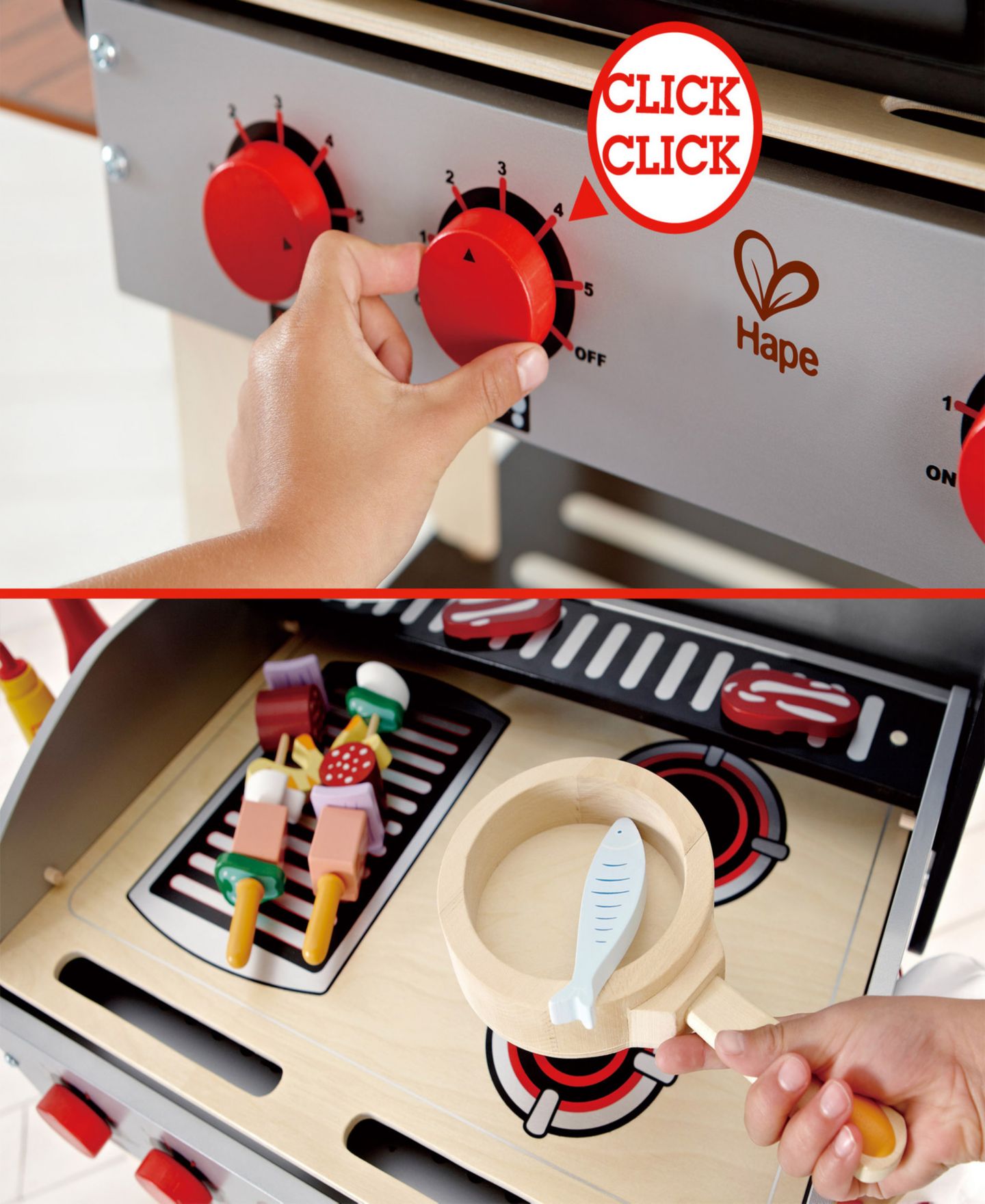 Детские игрушки Hape Gourmet Grill Shish Kabob 22-Piece Play Kitchen, Ages 3+ — фото 4