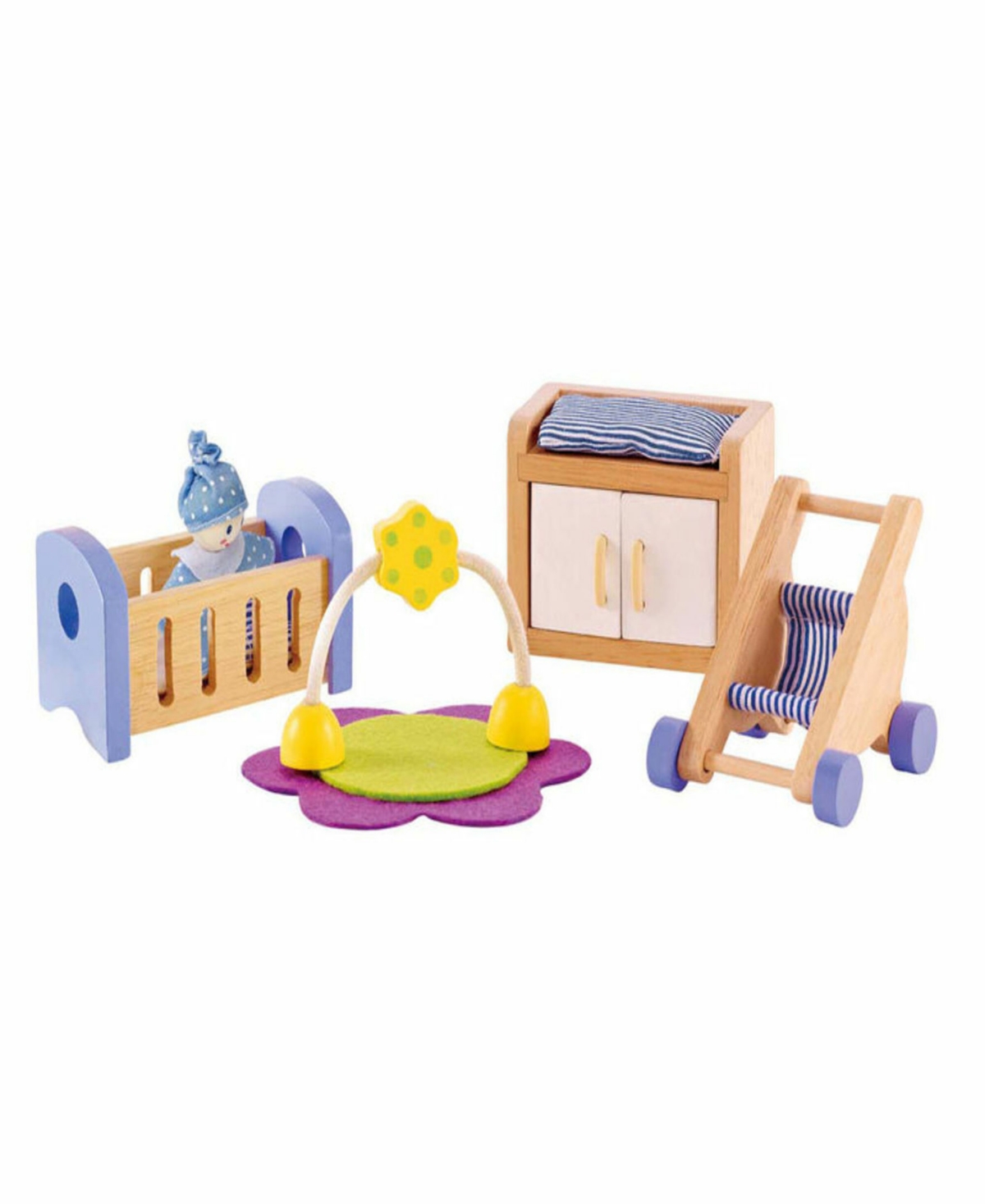 Hape Wooden Dollhouse Furniture Baby's Room Set In Multi