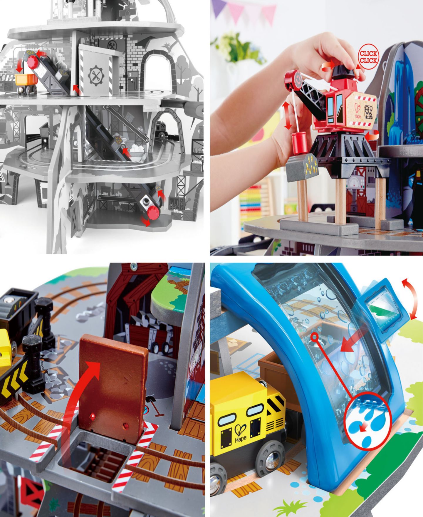 Детский игровой набор Hape Mighty Mountain Mine 4-Level Wooden Railway Playset — фото 4