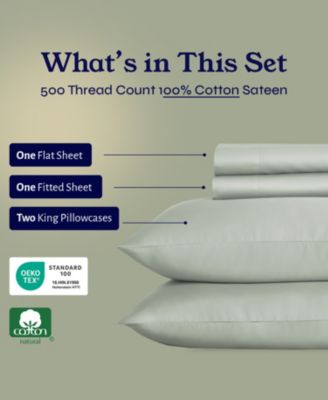100% Extra Long Staple, 500 Thread Count Sateen Weave Sheet Set
