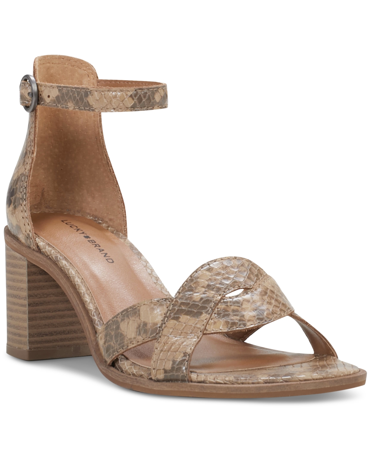 Lucky Brand Women's Sarwa Ankle Strap Dress Sandals -Snake Multi Leather