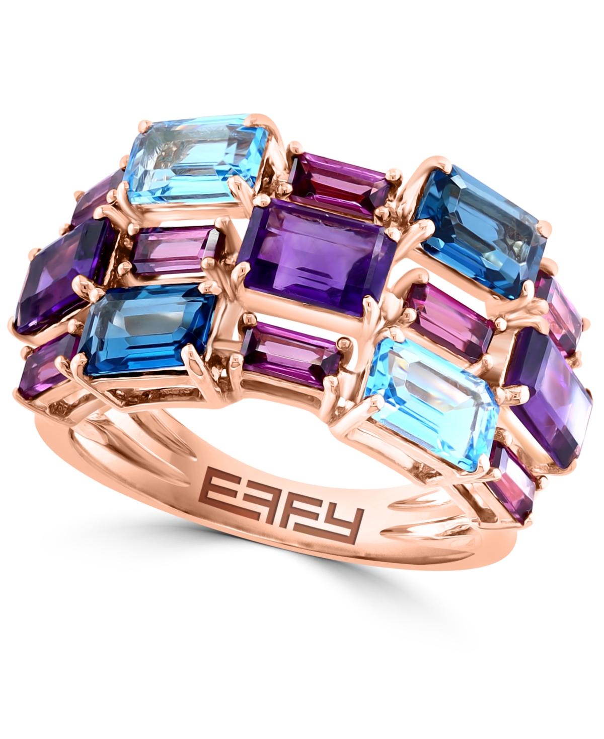 Effy Collection Effy Multi-gemstone Three Row Statement Ring (5-3/8 Ct. T.w.) In 14k Rose Gold