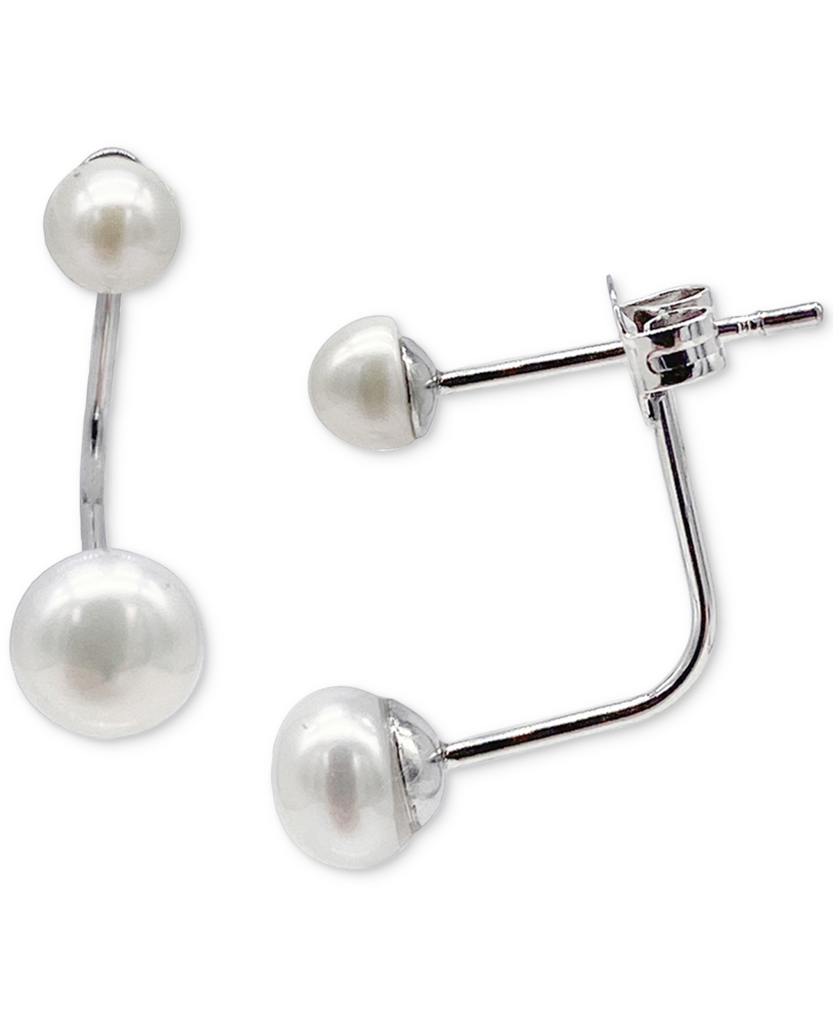 Silver-Tone Freshwater Pearl (4-6mm) Jacket Earrings - Silver