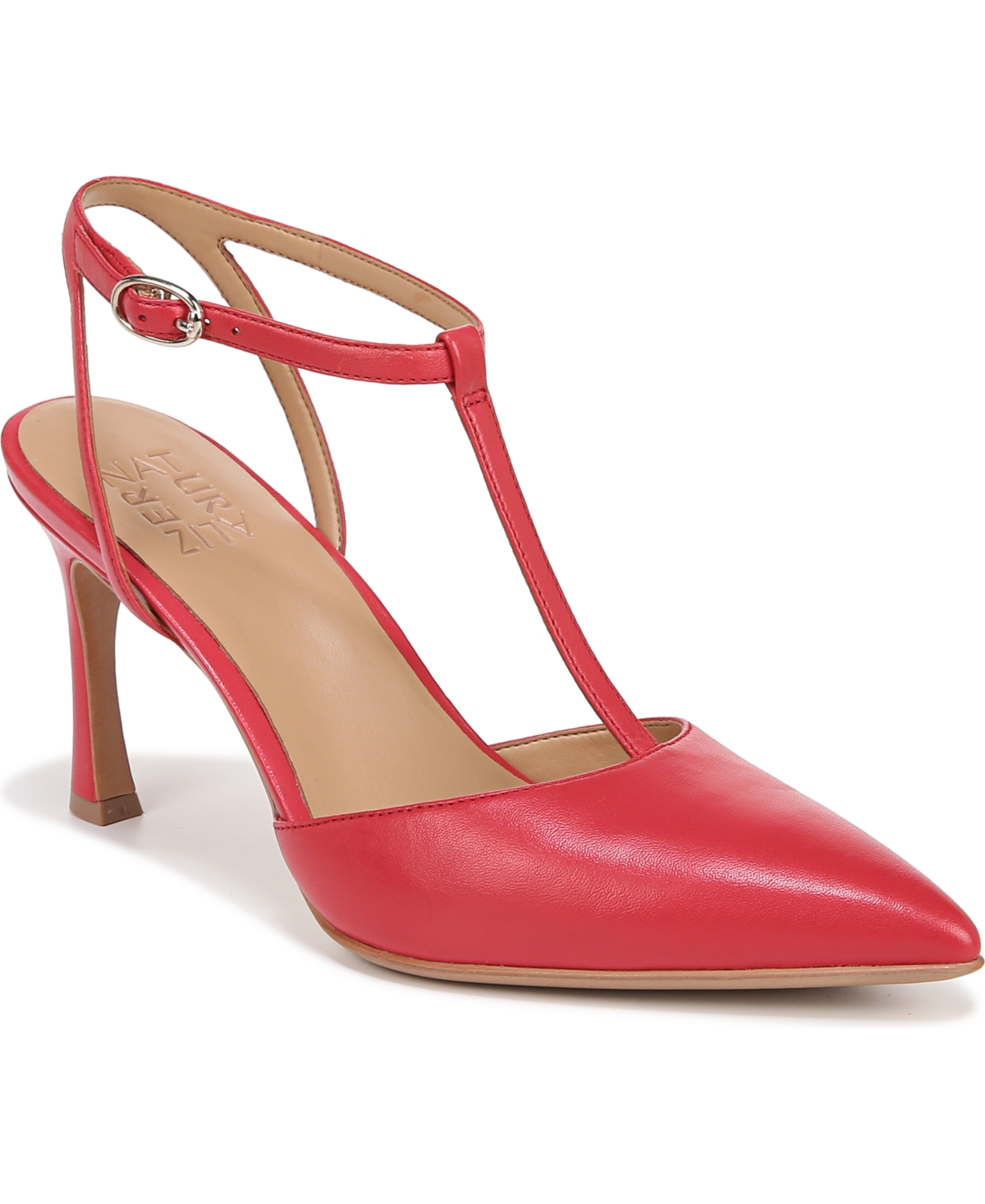 Naturalizer Astrid T-strap Pumps In Crantini Red Leather