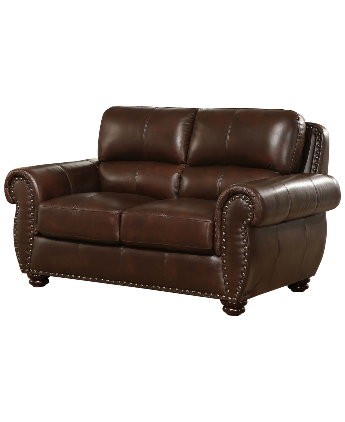 Abbyson Living Arther 64" Leather Traditional Loveseat In Brown