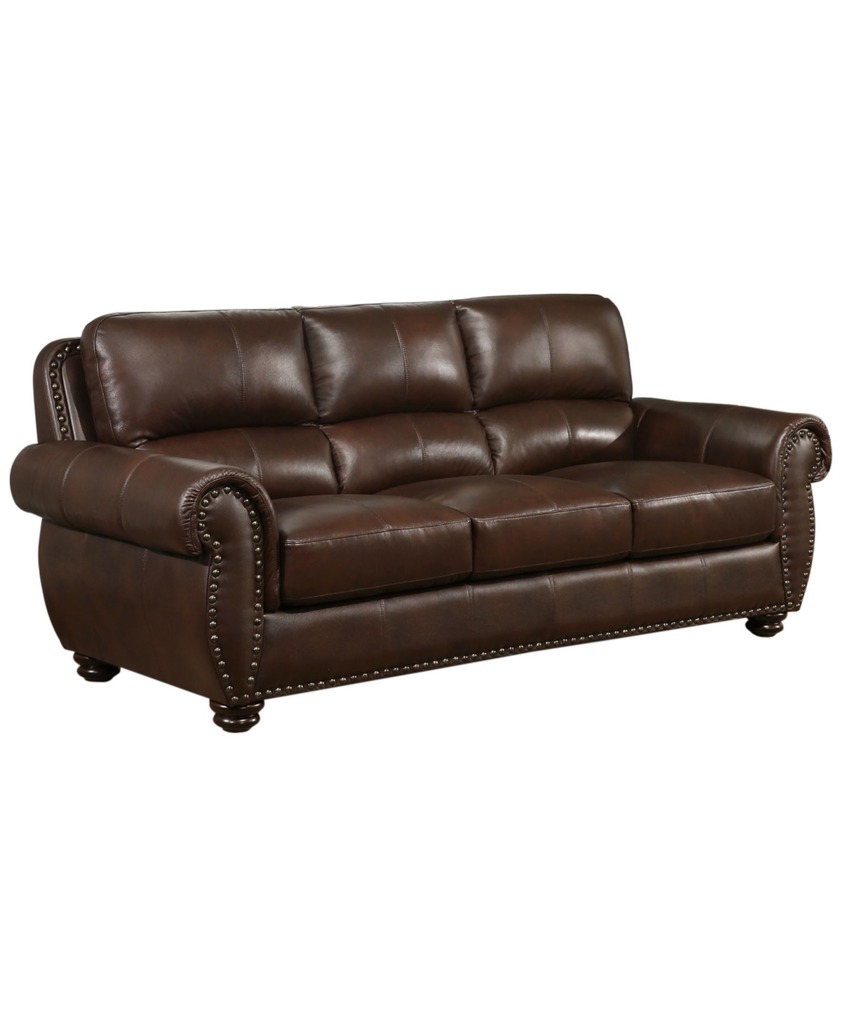 Abbyson Living Arther 85" Leather Traditional Sofa In Brown