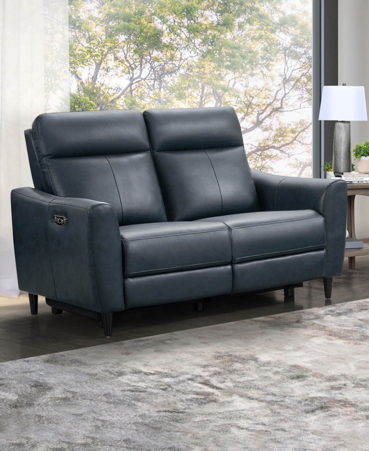 ABBYSON LIVING TANYA 62" LEATHER POWER RECLINING LOVESEAT WITH POWER HEADREST 