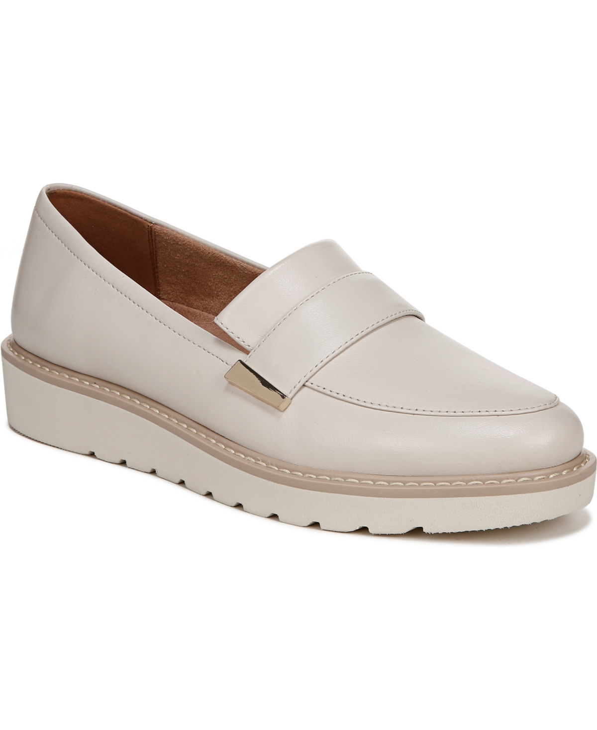 Naturalizer Adiline Lug Sole Loafers In Satin Pearl Leather