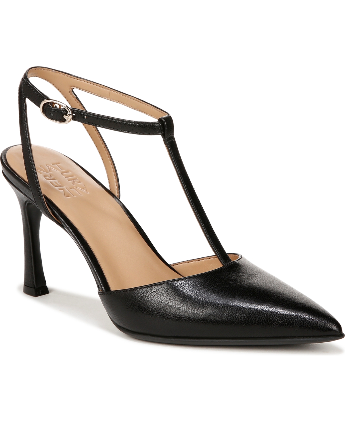 Naturalizer Astrid T-strap Pumps In Black Leather