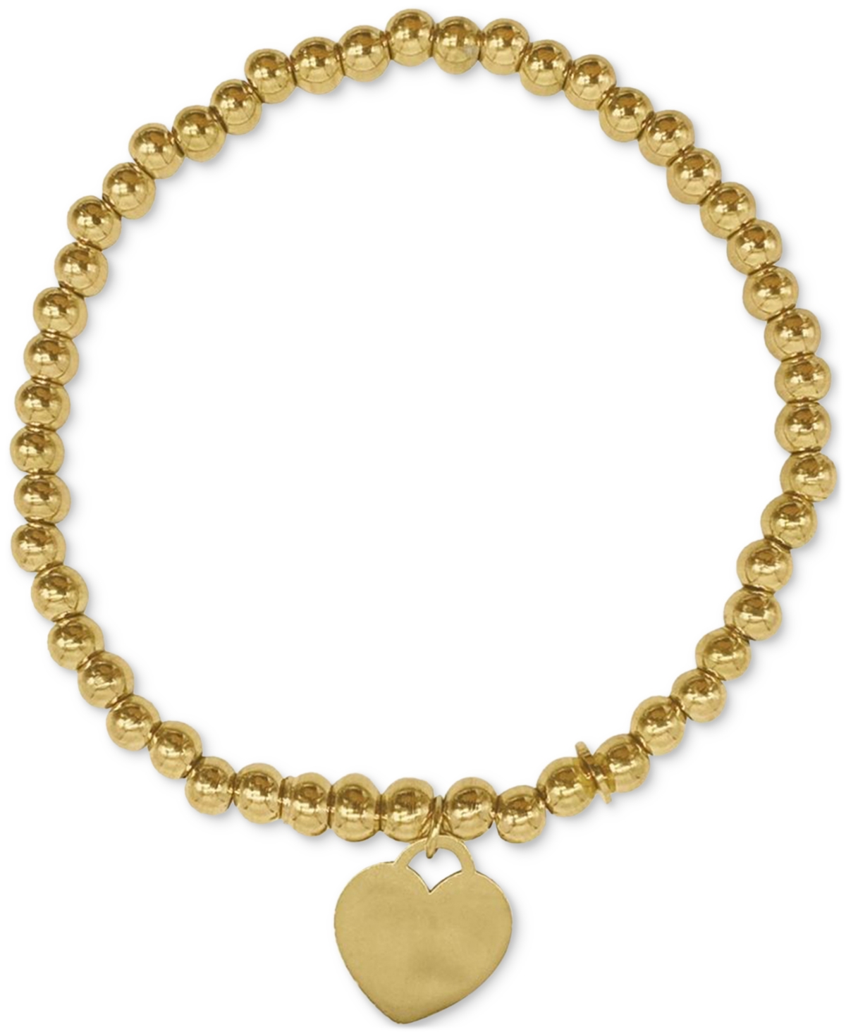 Adornia Heart Charm Beaded Stretch Bracelet In Gold