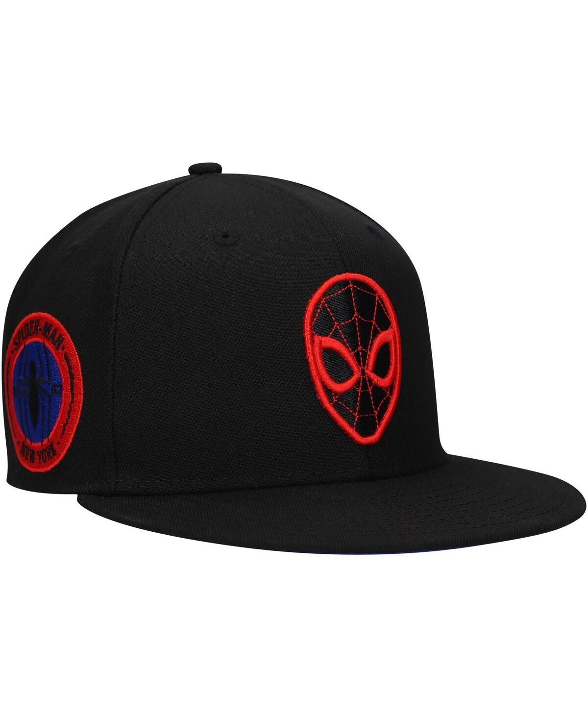 Men's Black Marvel Spiderman Logo Elements Fitted Hat - Black