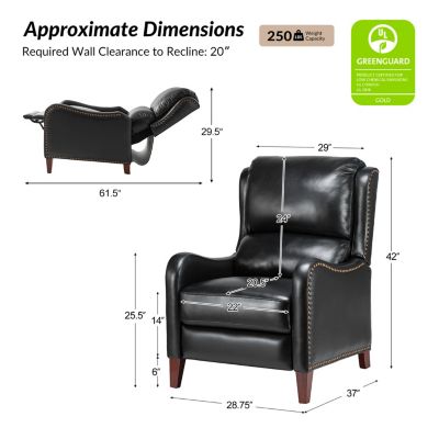 1 piece Leather Pushback Recliner chair