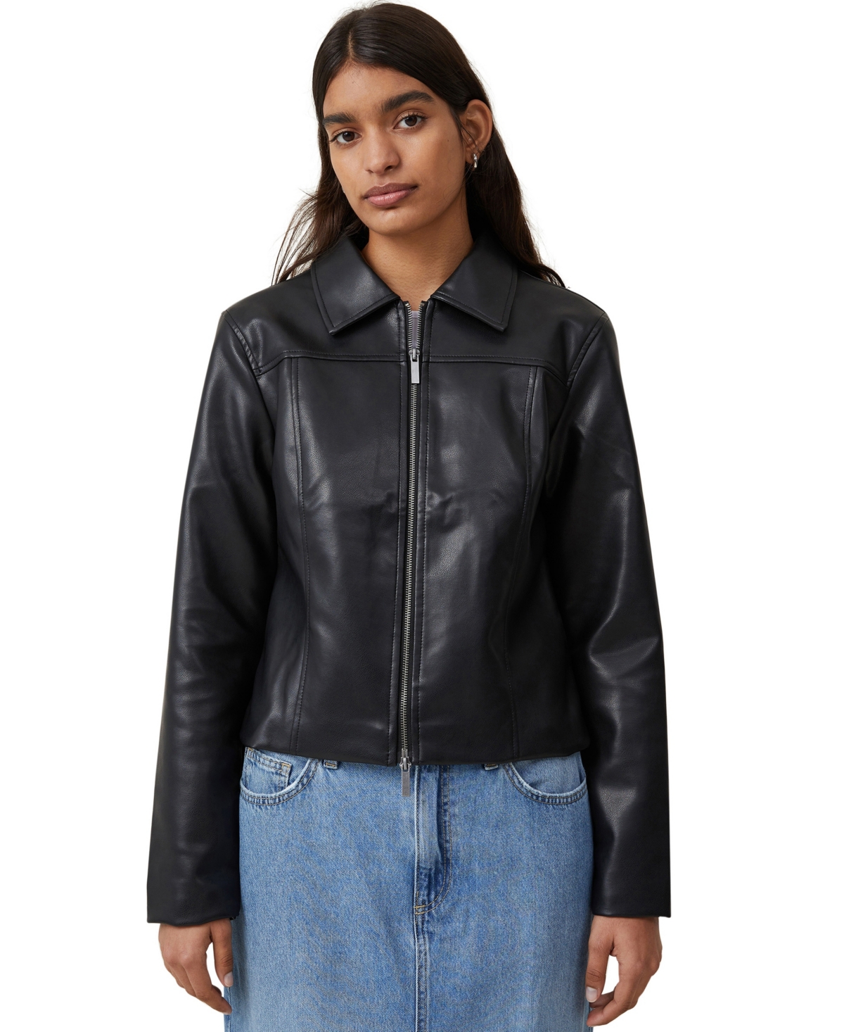 COTTON ON WOMEN'S FAUX LEATHER FITTED JACKET