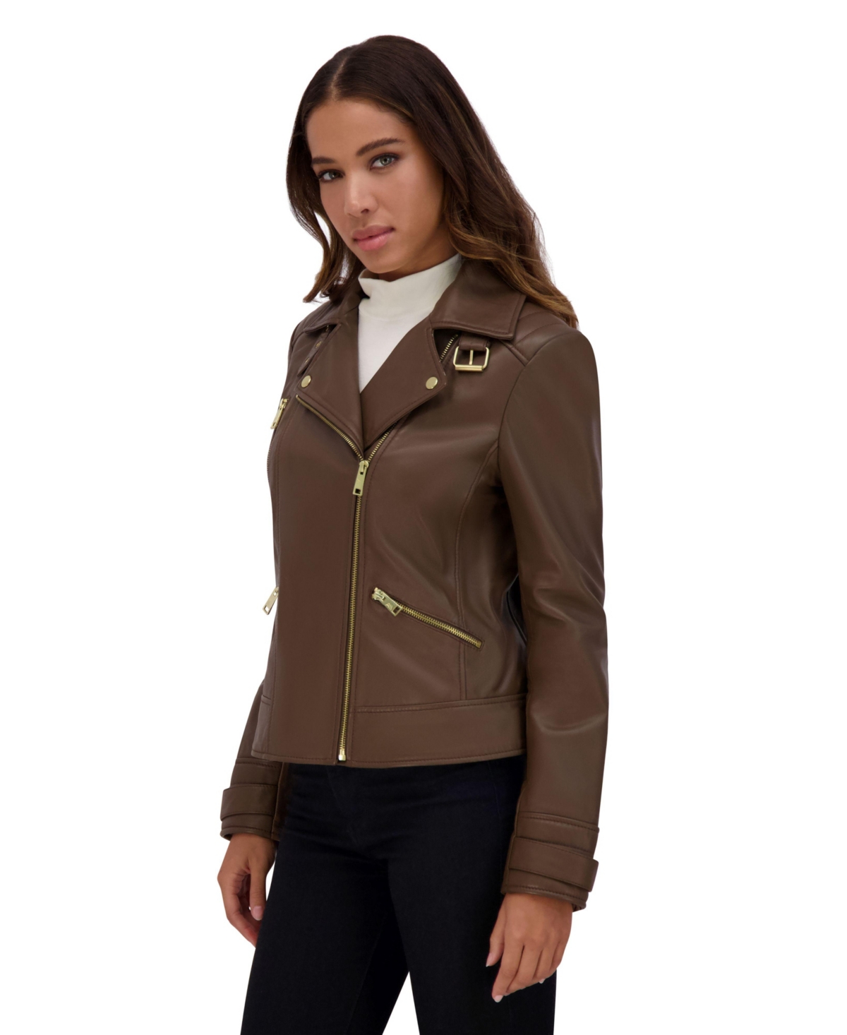 Salla Smooth Asymmetrical Lamb Women's Leather Moto Jacket