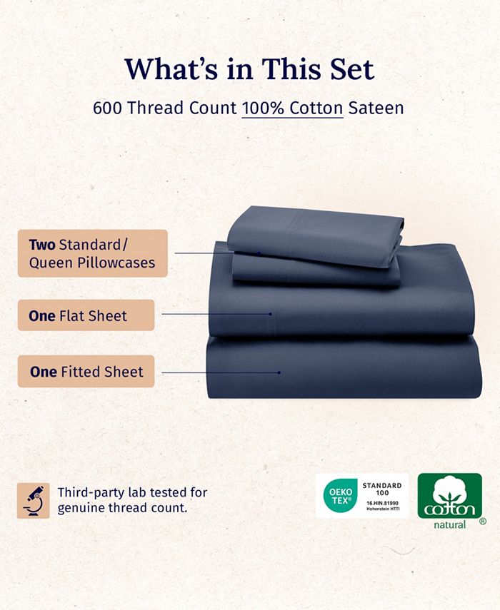 California Design Den 5Star Luxury Queen Sheet Set Deep Pocket 600