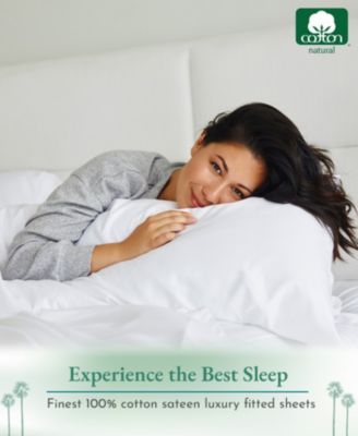 600 Thread Count Fitted Sheet Only - 100% Cotton Sateen, Fully Elasticized with Deep Pockets