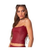 Edikted Haze Strappy Faux Leather Top in Red