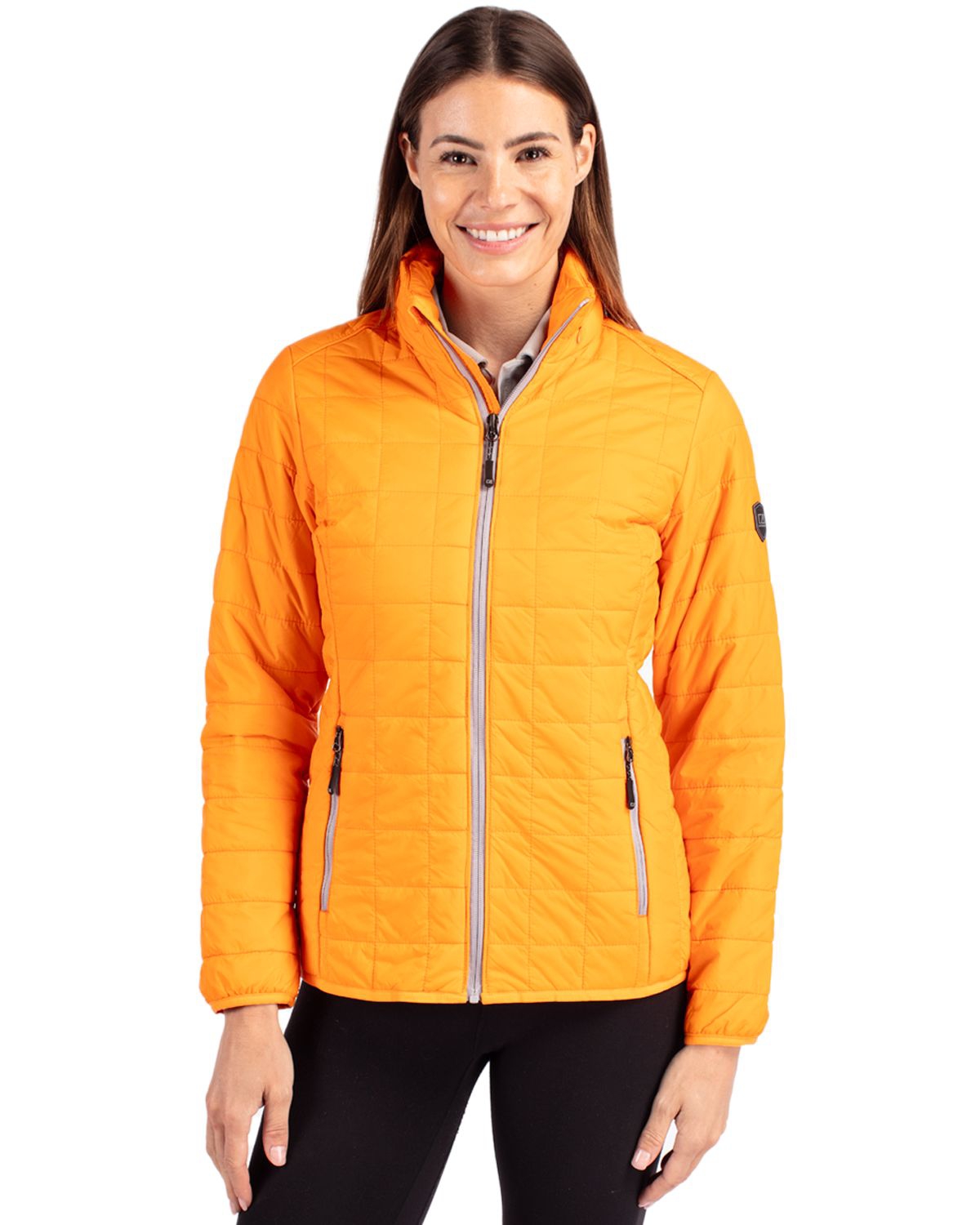 Rainier PrimaLoft Womens Eco Insulated Full Zip Puffer Jacket - Satsuma