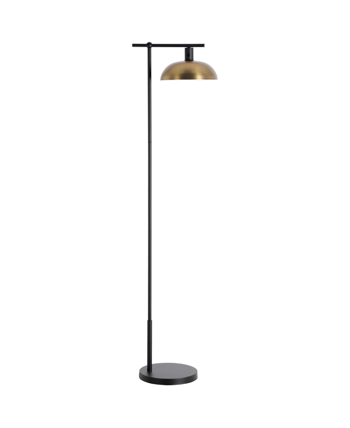 Hudson & Canal Conan 68" Metal Floor Lamp With Metal Shade In Blackened Bronze,antique Brass